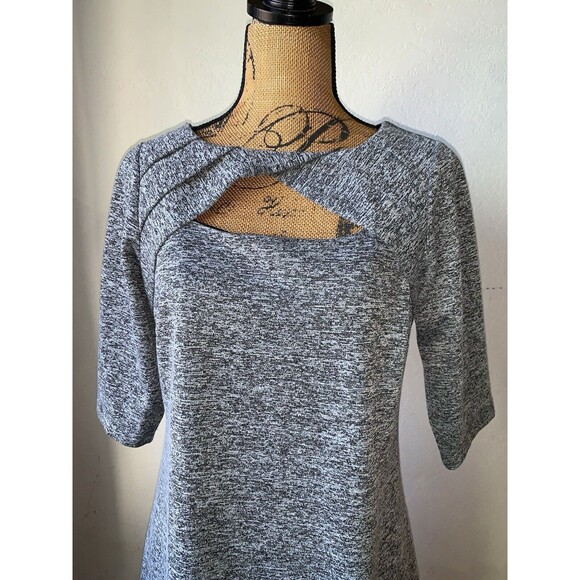 Emma & Michele Peek A Boo Fronted Bodycon Grey Dress with Half Sleeves Sz MEDIUM - Picture 2 of 16